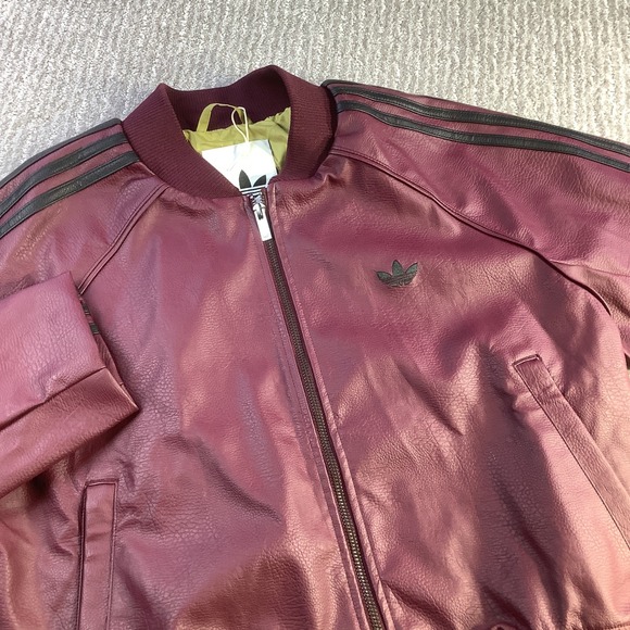adidas Originals Jackets & Blazers - Adidas Pleather SST Track Top Jacket Burgundy Womens Size M NWOT